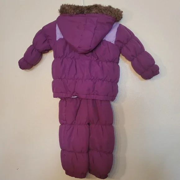 Timberland Girl 24M Puffer Puffy Jacket Coat & Ski Pants Purple Winter